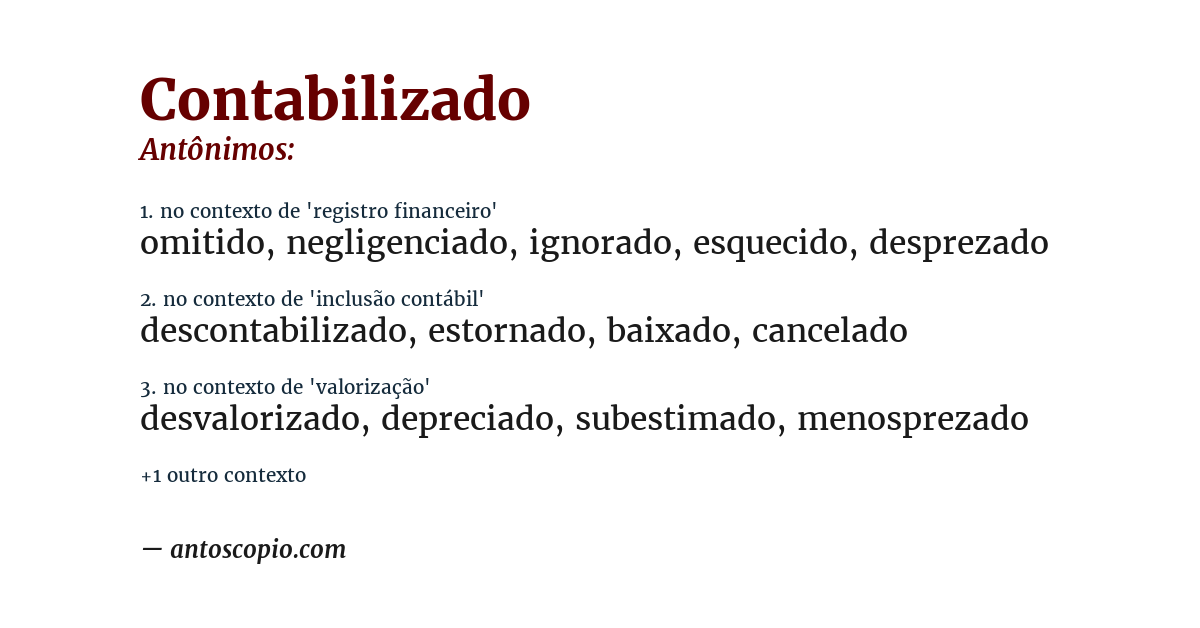 Antônimo de contabilizado