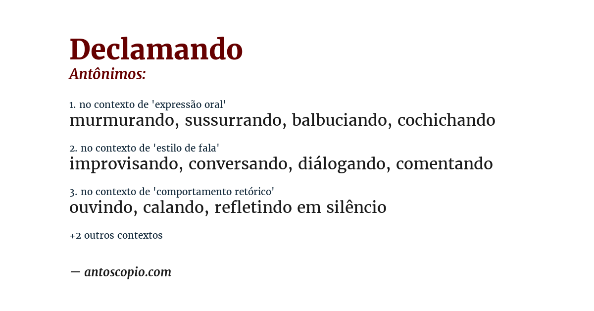 Antônimo de declamando