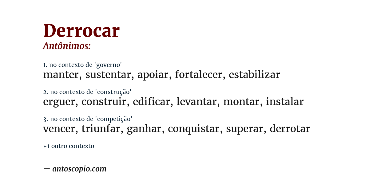 Antônimo de derrocar
