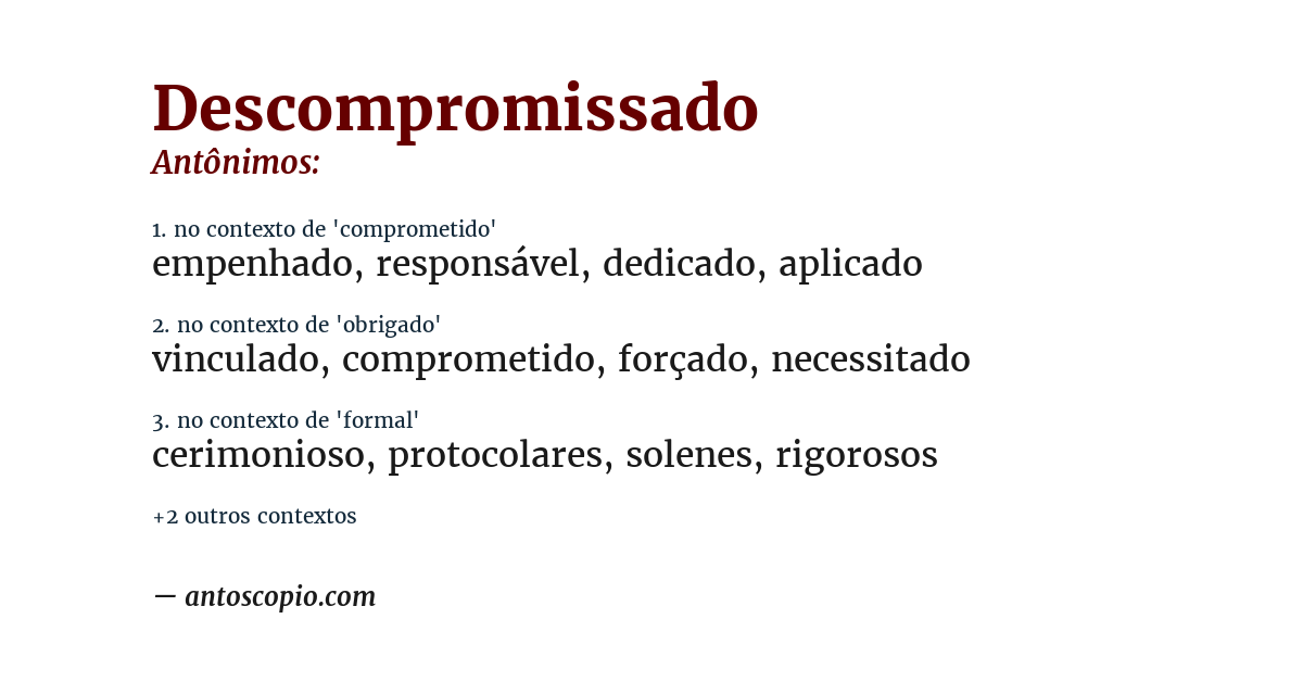 Antônimo de descompromissado