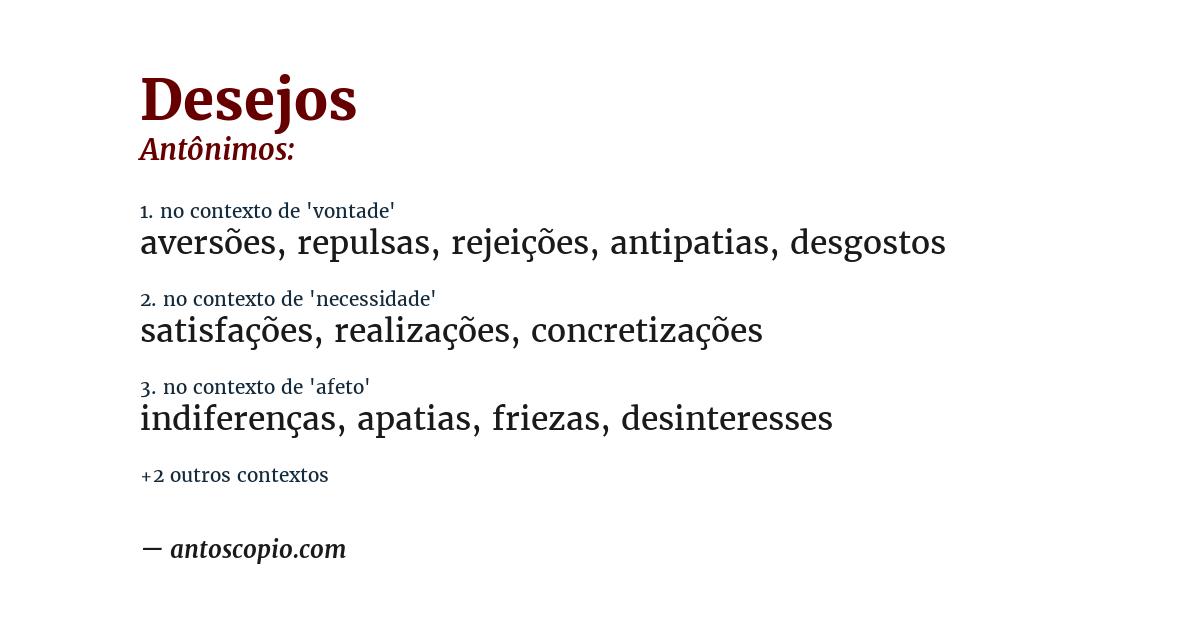 Antônimo de desejos
