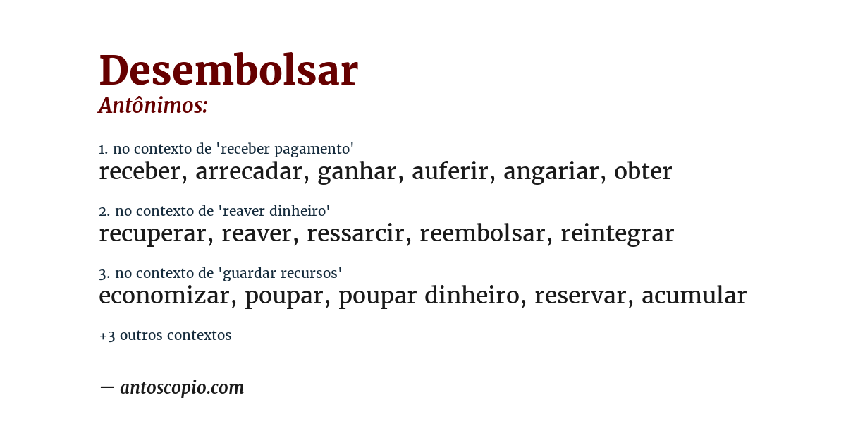 Antônimo de desembolsar
