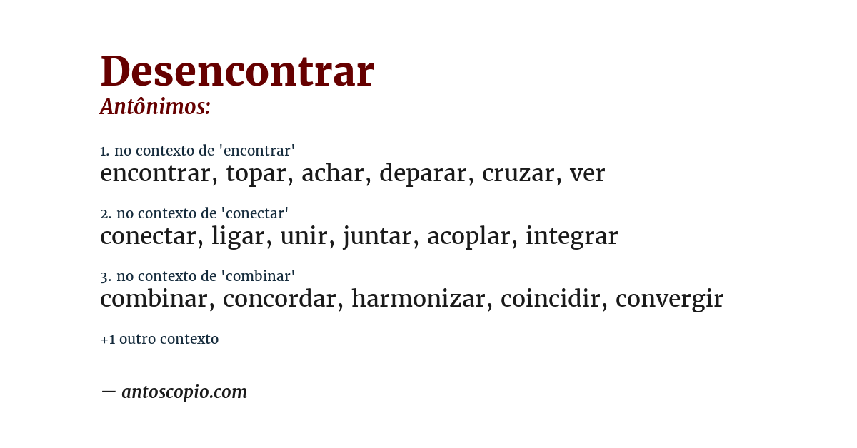 Antônimo de desencontrar