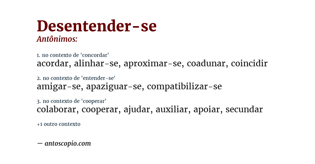 Antônimo de desentender-se