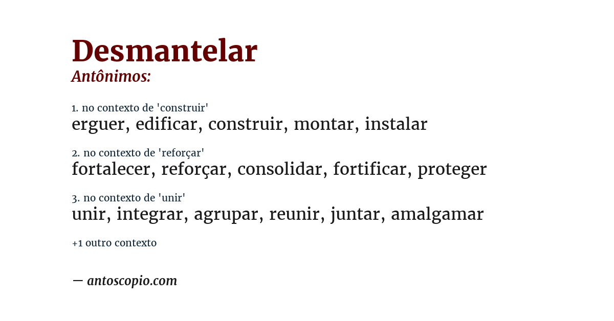 Antônimo de desmantelar