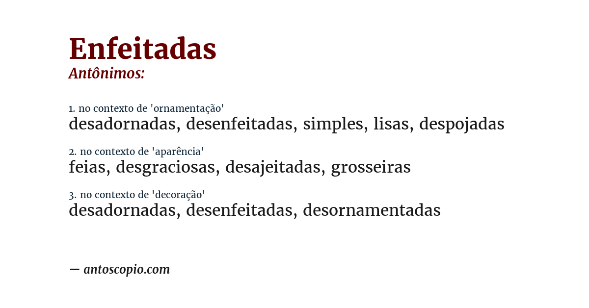 Antônimo de enfeitadas
