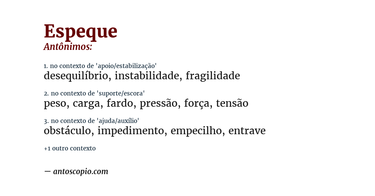 Antônimo de espeque