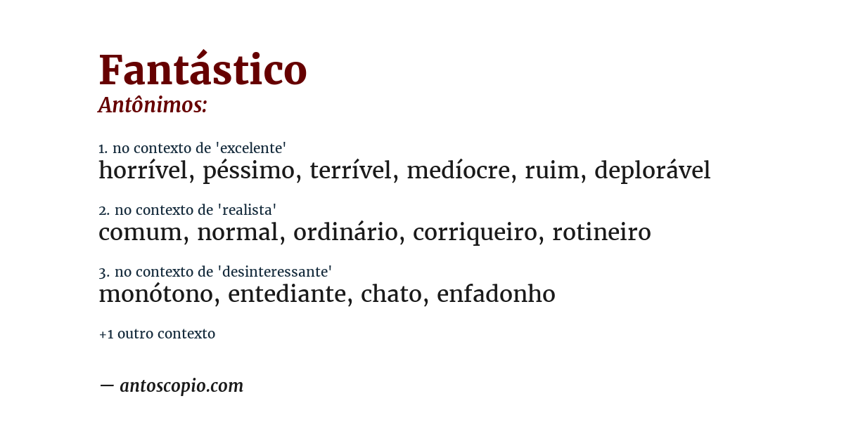 Antônimo de fantástico
