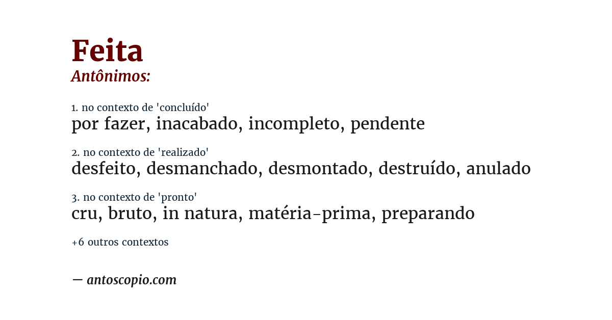 Antônimo de feita