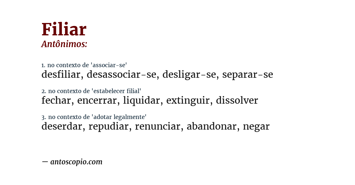 Antônimo de filiar