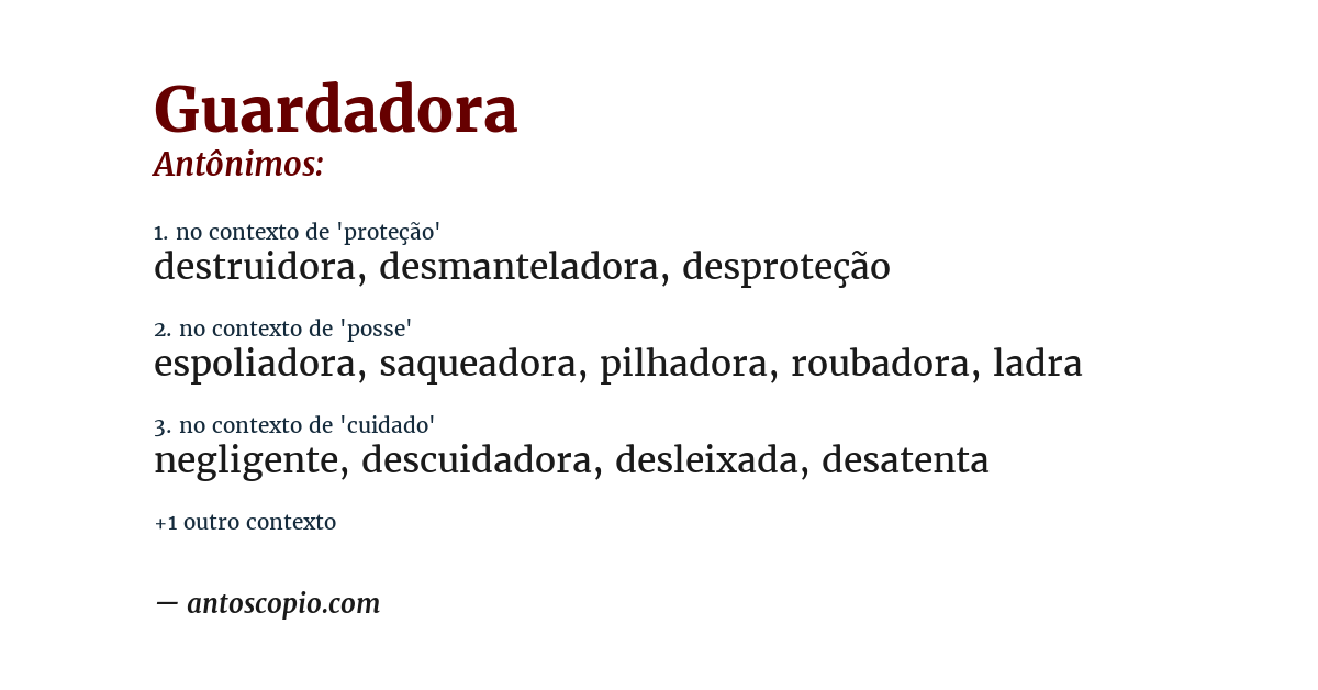 Antônimo de guardadora