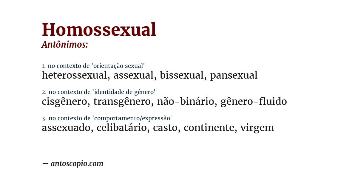 Antônimo de homossexual