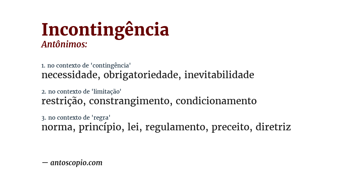 Antônimo de incontingência