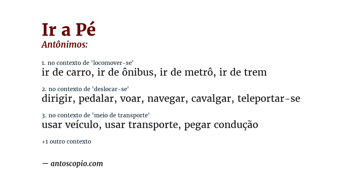 Antônimo de ir a pé