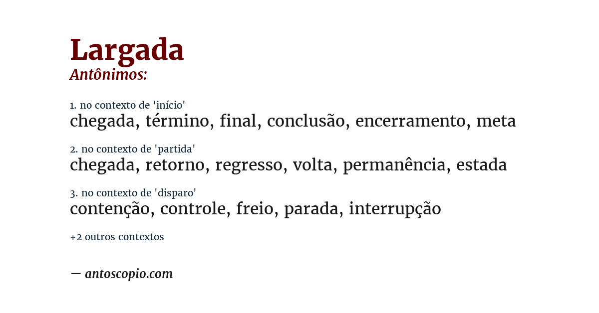 Antônimo de largada