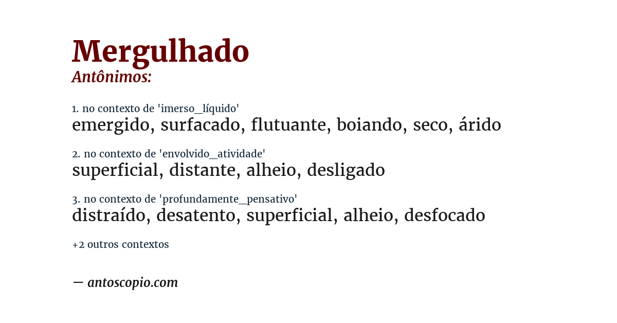 Antônimo de mergulhado