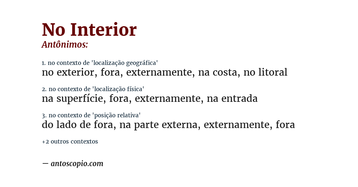 Antônimo de no interior
