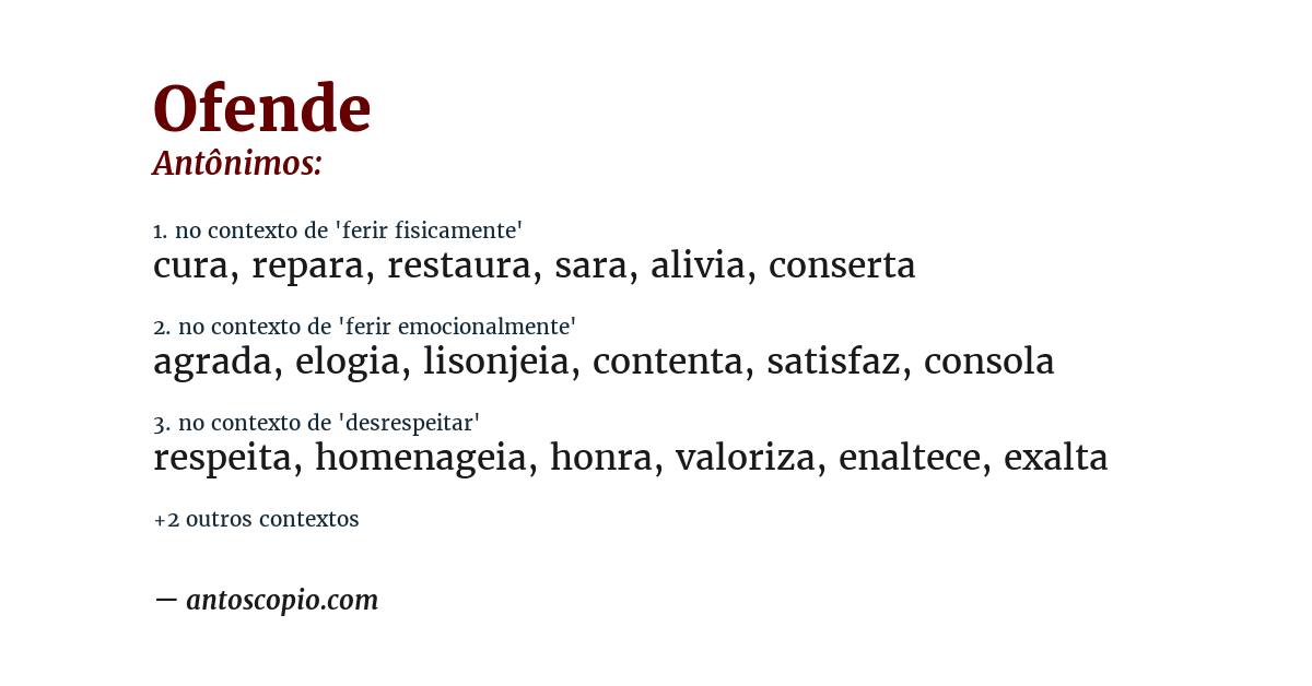 Antônimo de ofende