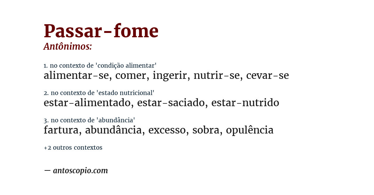 Antônimo de passar-fome