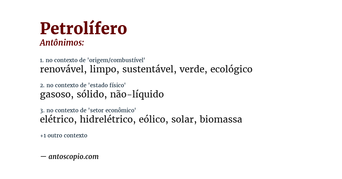 Antônimo de petrolífero