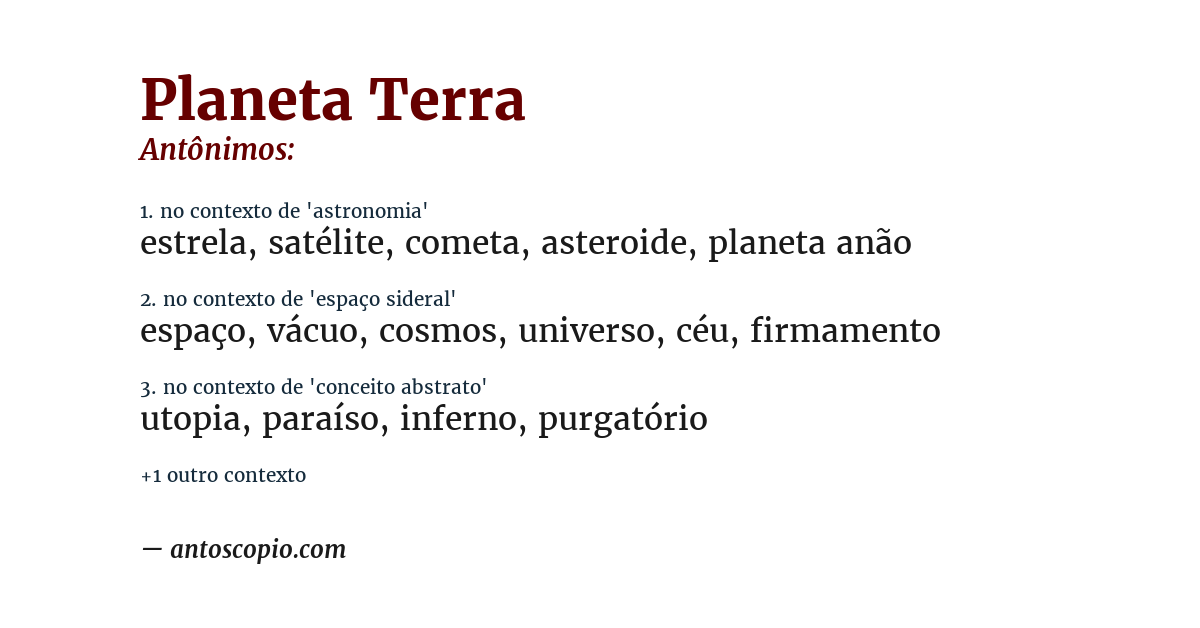 Antônimo de planeta terra
