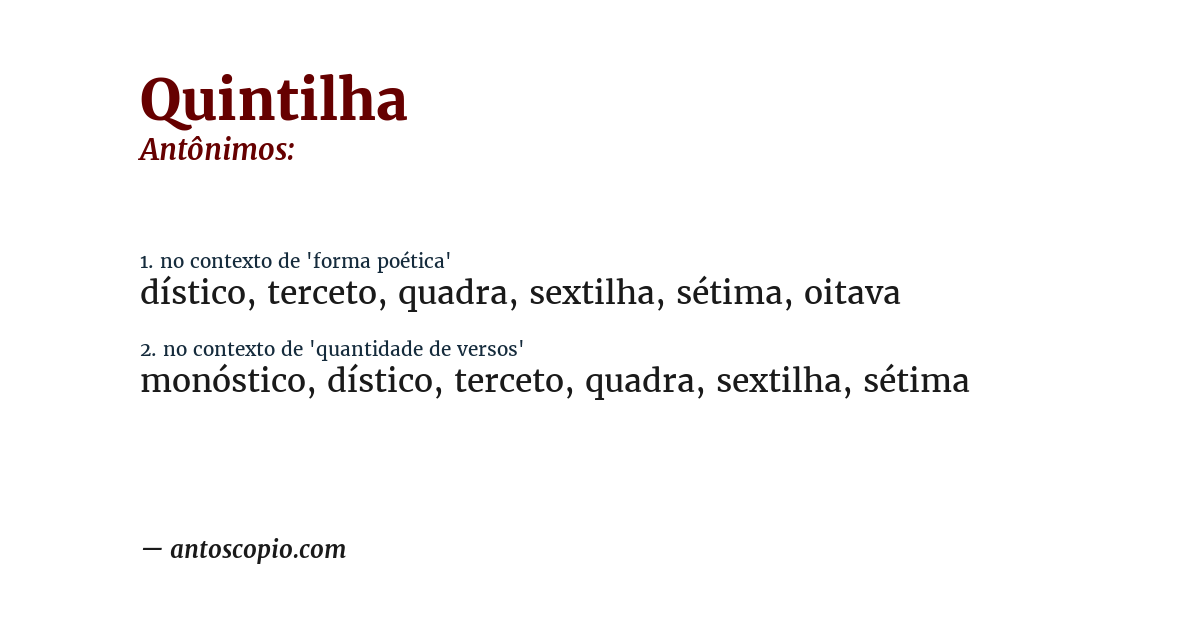 Antônimo de quintilha