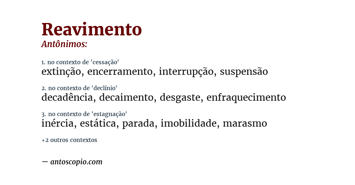 Antônimo de reavimento