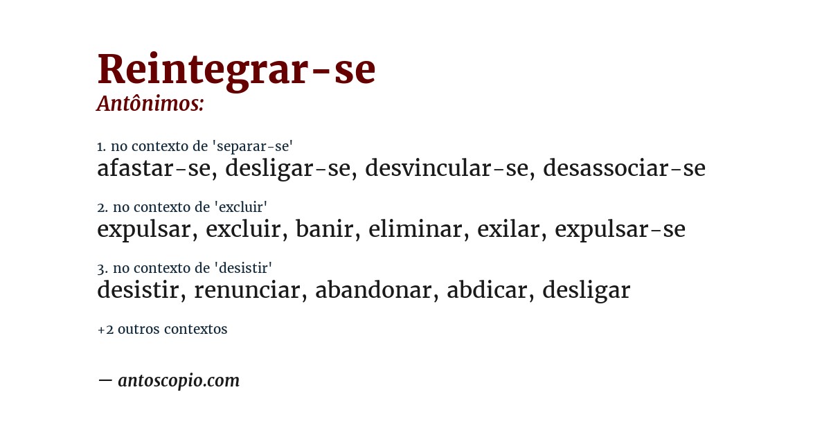 Antônimo de reintegrar-se