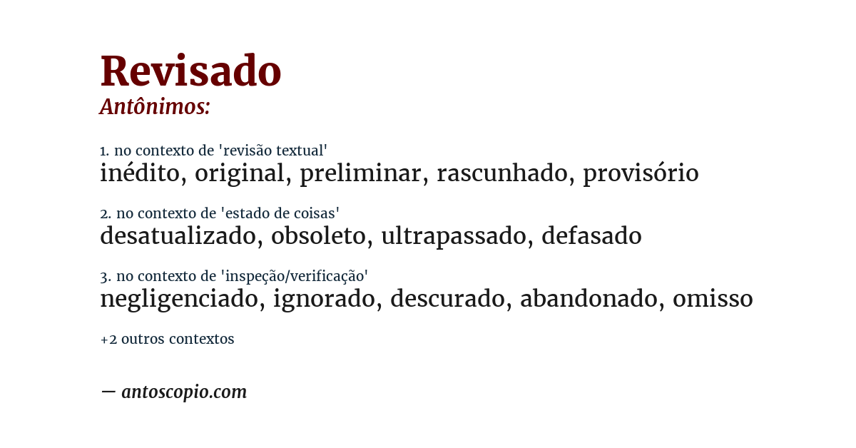 Antônimo de revisado