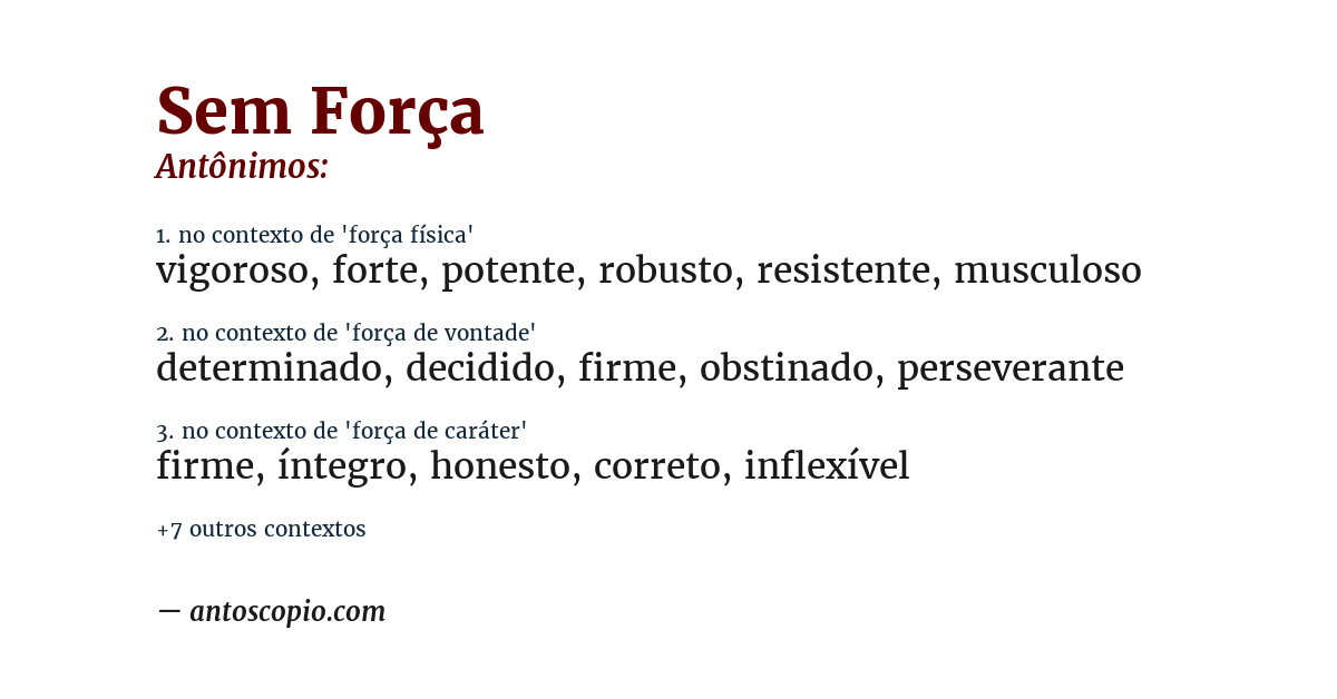 Antônimo de sem força