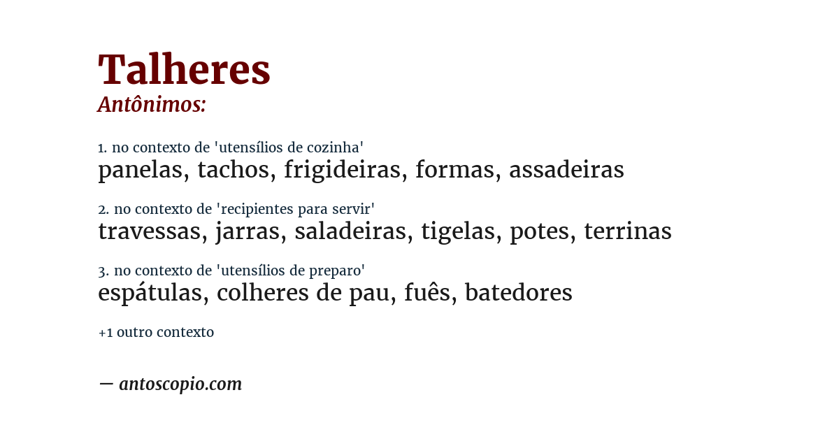 Antônimo de talheres