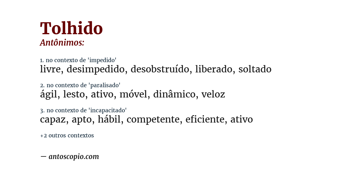Antônimo de tolhido