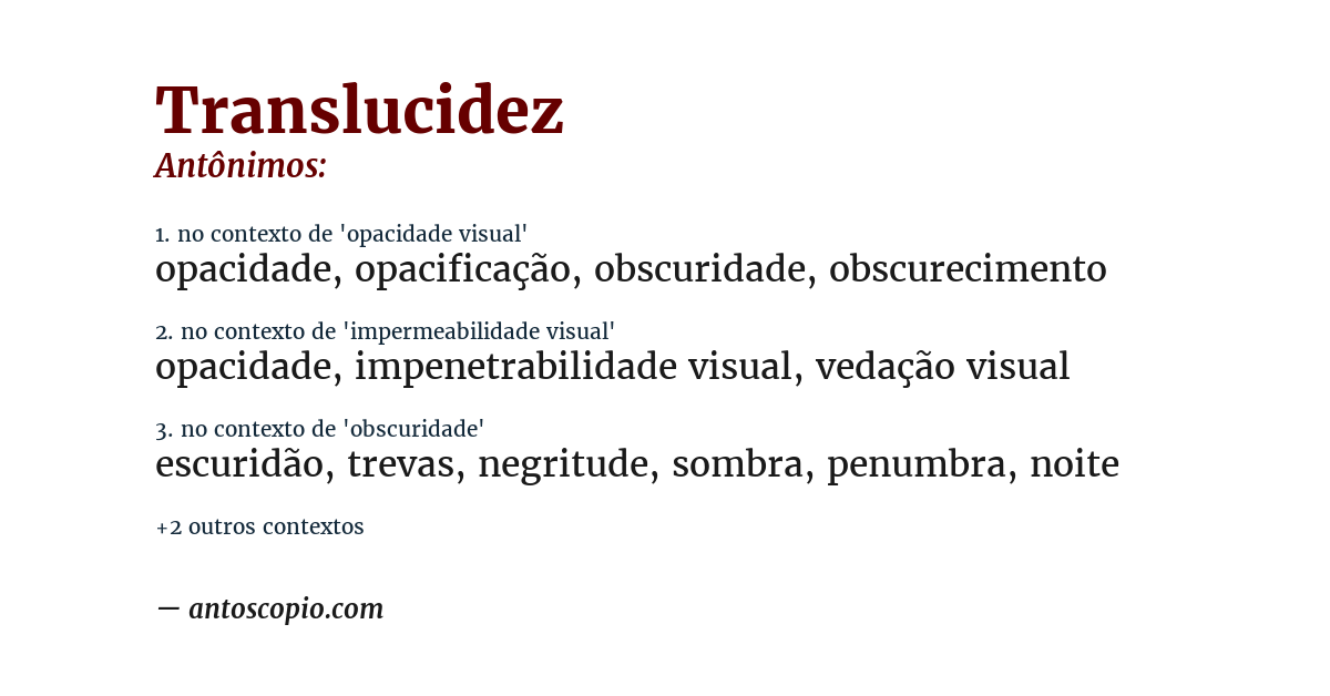 Antônimo de translucidez