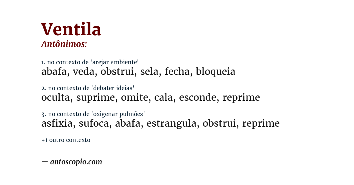 Antônimo de ventila