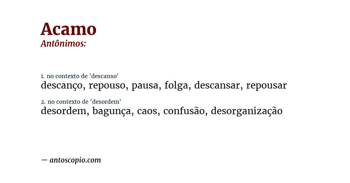 Antônimo de acamo
