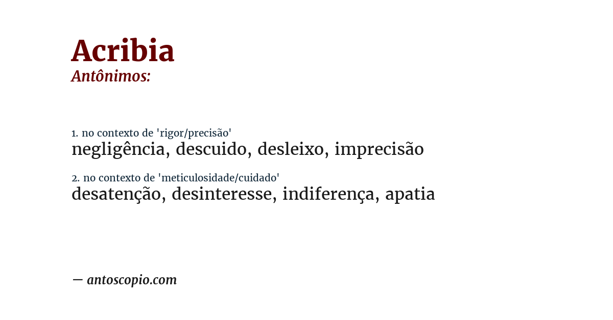 Antônimo de acribia