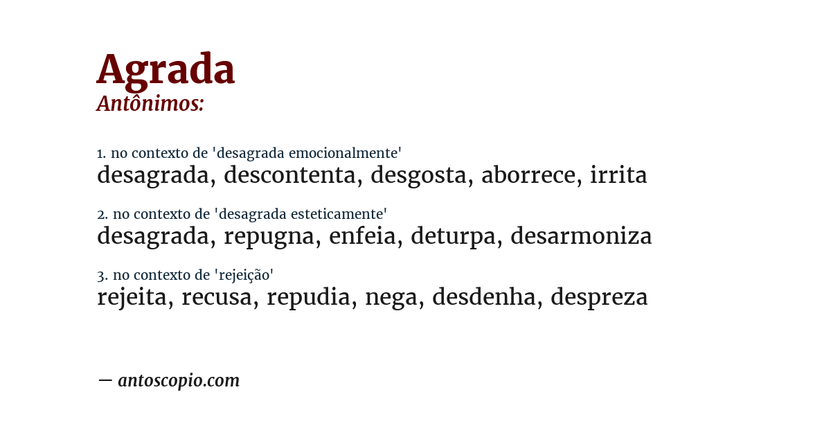 Antônimo de agrada