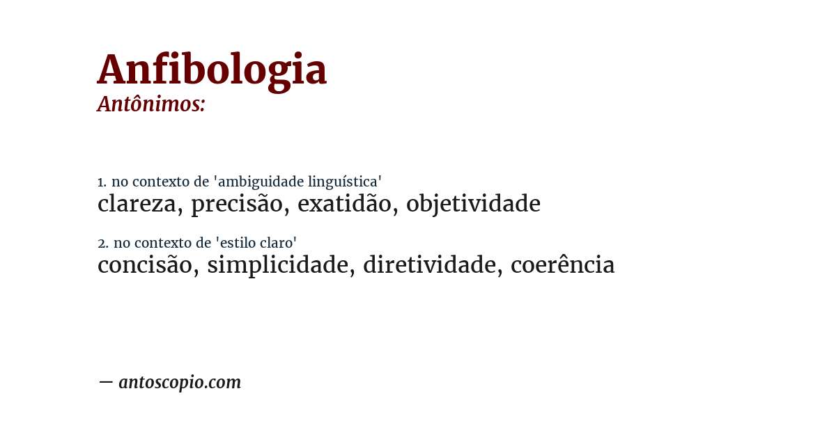 Antônimo de anfibologia