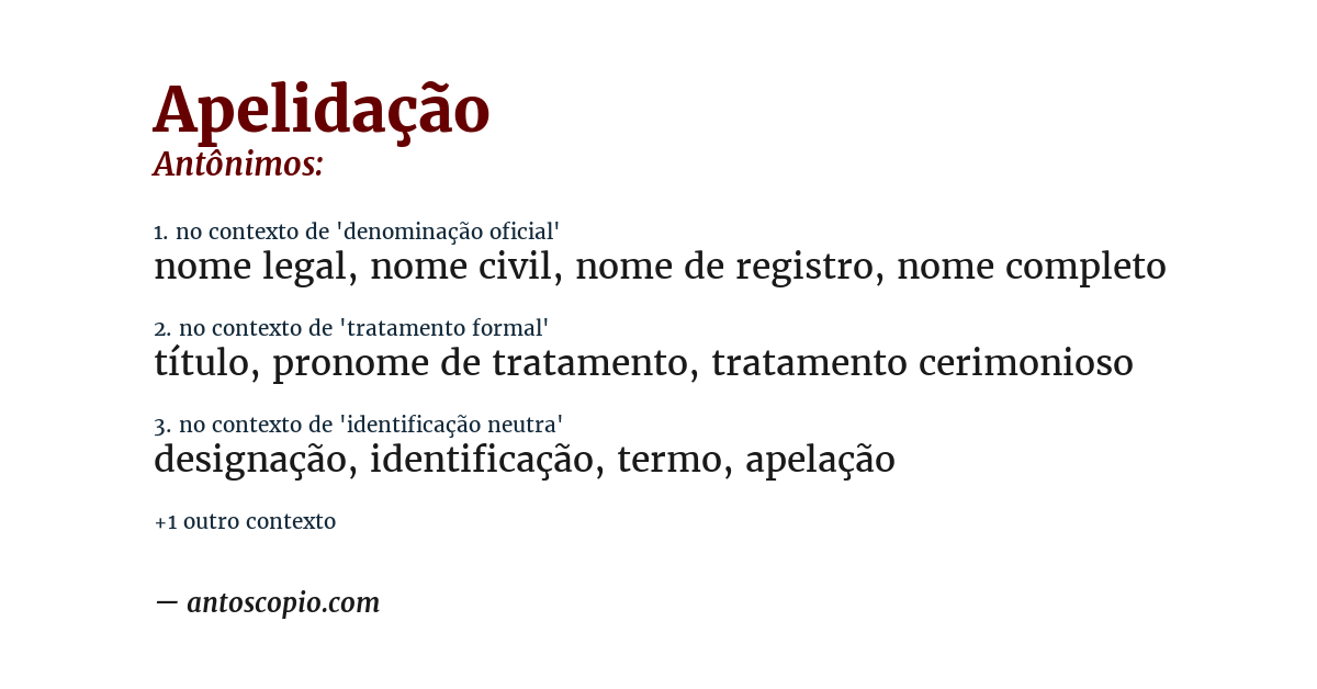 Antônimo de apelidação