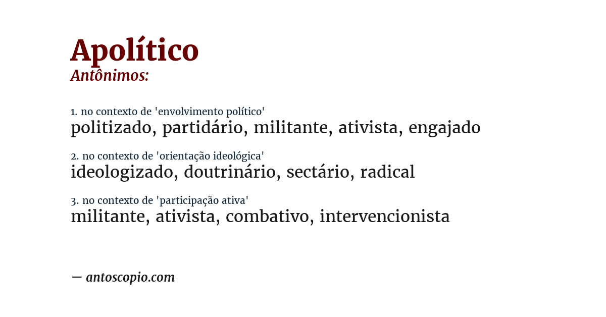 Antônimo de apolítico