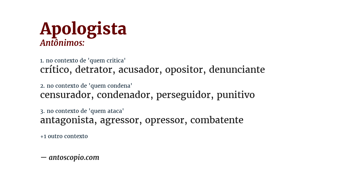 Antônimo de apologista