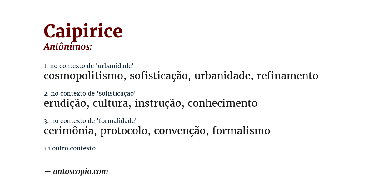 Antônimo de caipirice