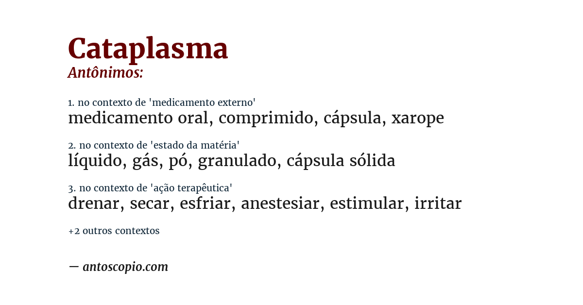 Antônimo de cataplasma