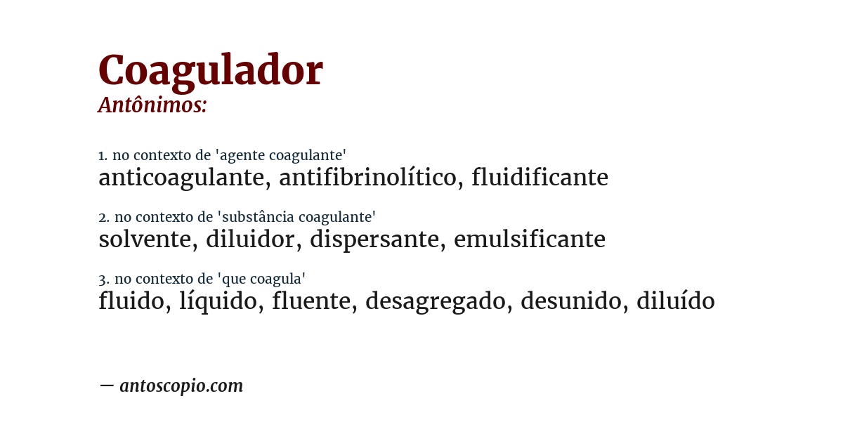 Antônimo de coagulador