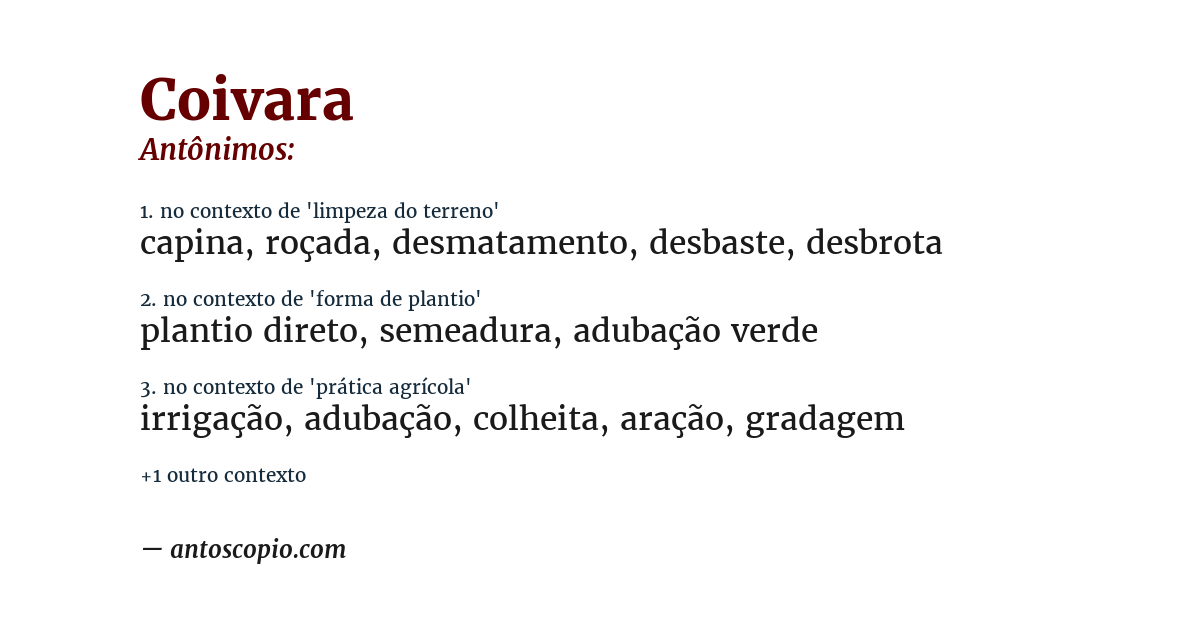 Antônimo de coivara