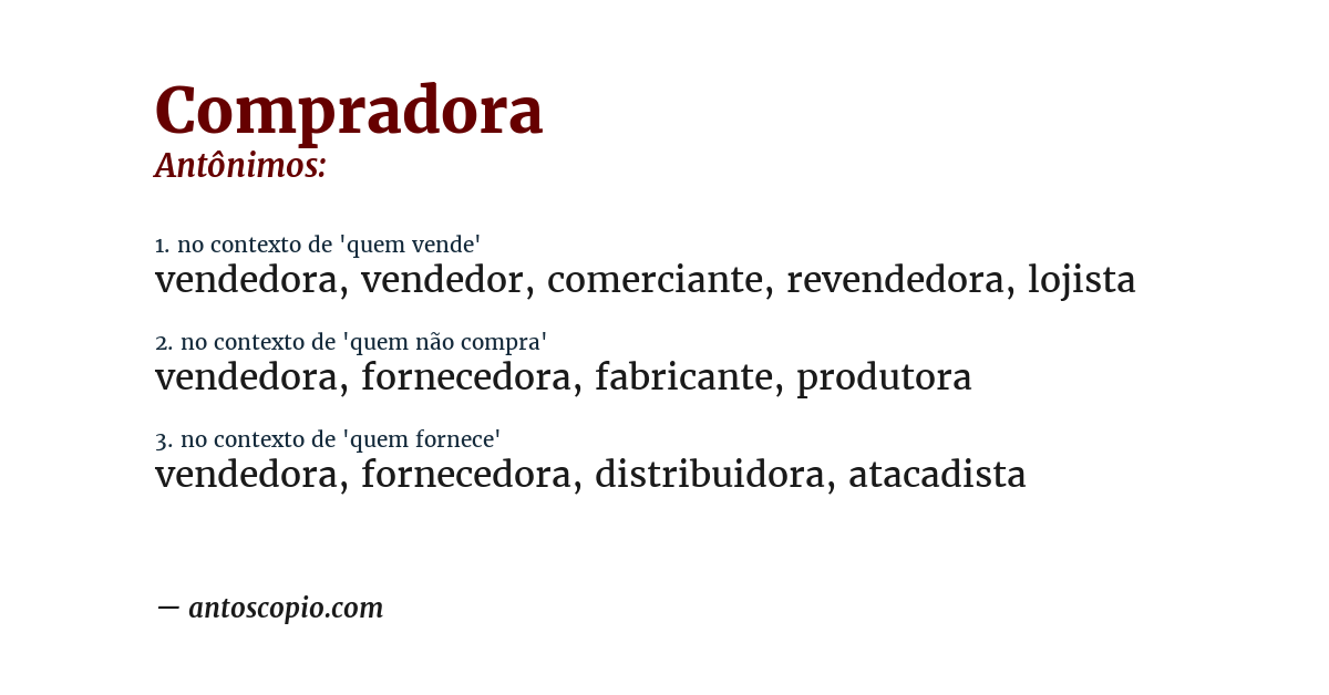 Antônimo de compradora