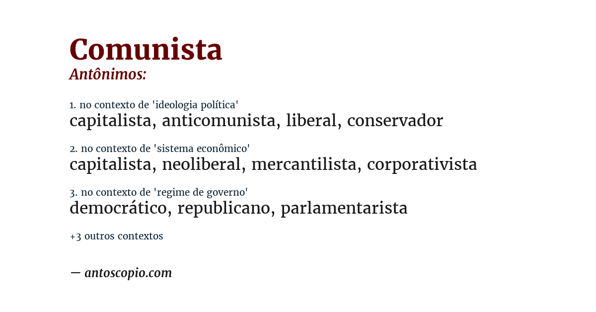 Antônimo de comunista