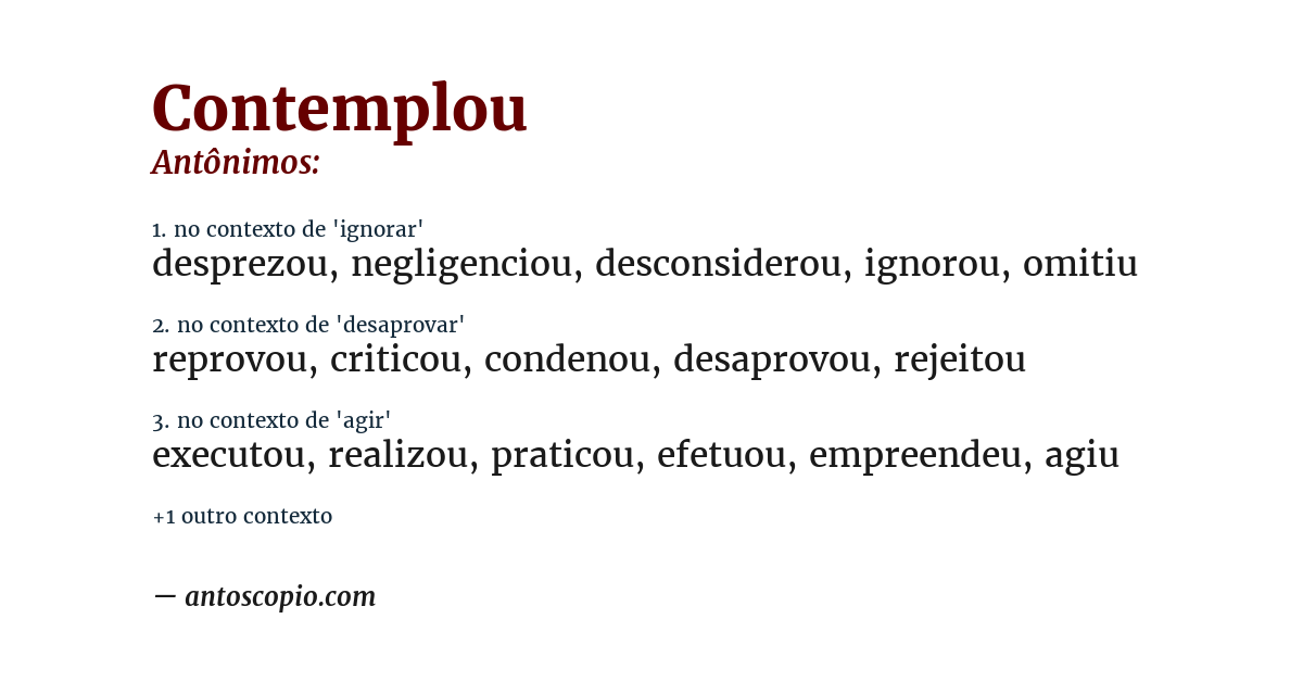 Antônimo de contemplou