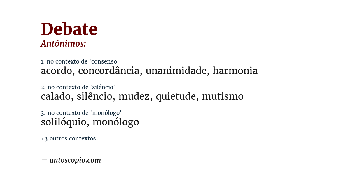 Antônimo de debate