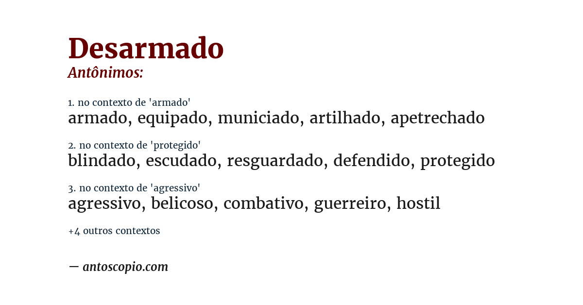 Antônimo de desarmado